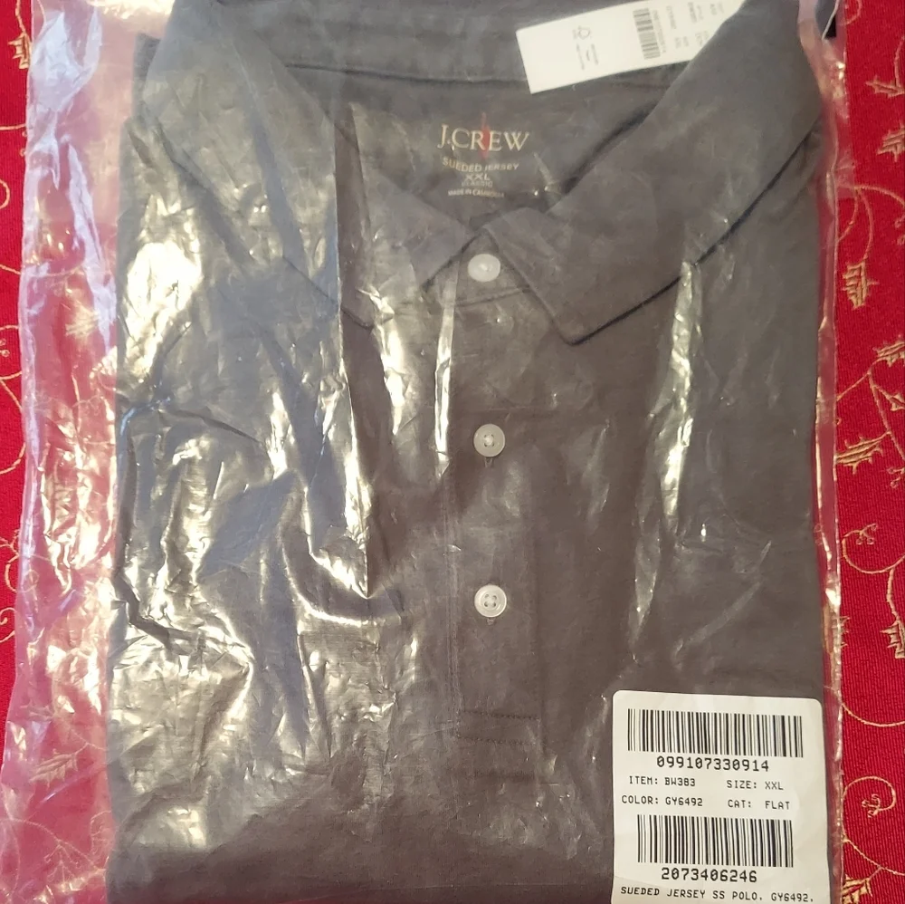 J.Crew Sueded Jersey Cotton Polo Shirt - Classic Fit XXL 46-48 Grey OR Navy BNWT